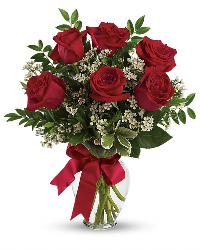 Thoughts of You Bouquet with Red Roses