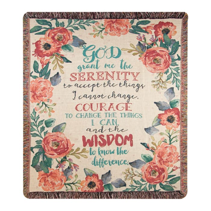 Serenity Prayer Floral Tapestry Throw