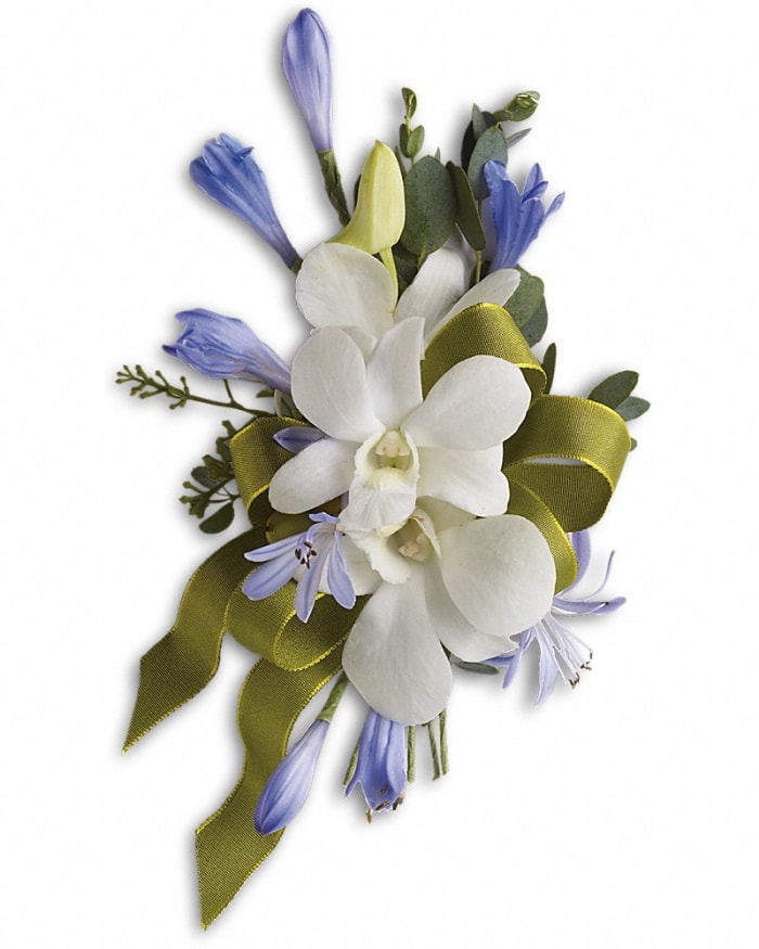 Blue and White Elegance Corsage