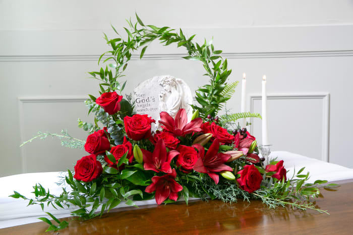 Red Sympathy Arrangement for Keepsake Item