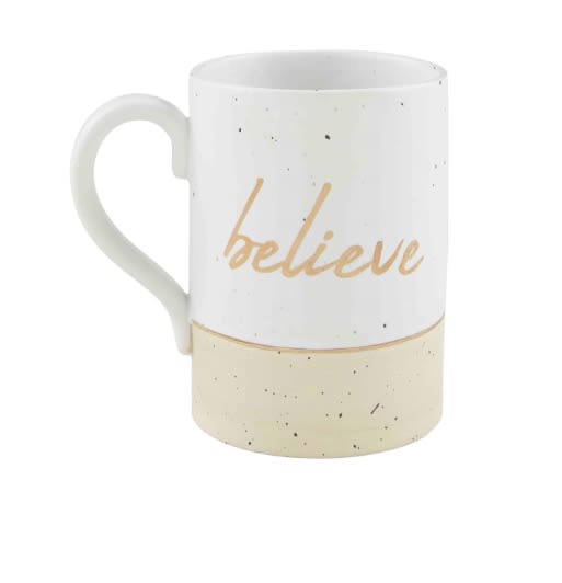 Believe Gold Stoneware Mug