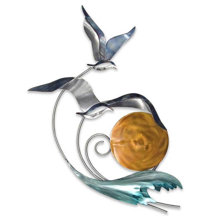 MM110 - Abstract seagulls and ocean spray metal art