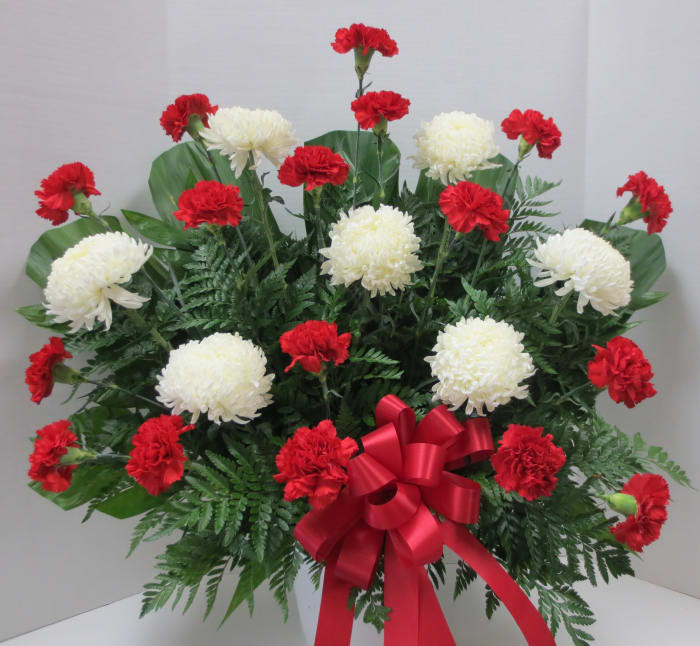 Red and White Funeral Basket