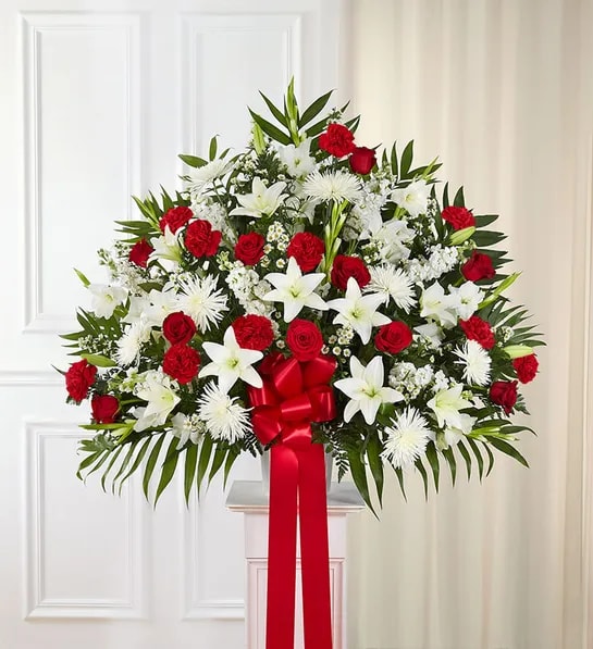 Heartfelt Sympathies™ Standing Basket- Red & White