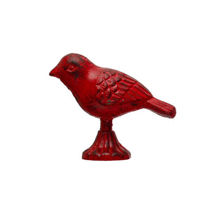Cast iron bird, distressed red