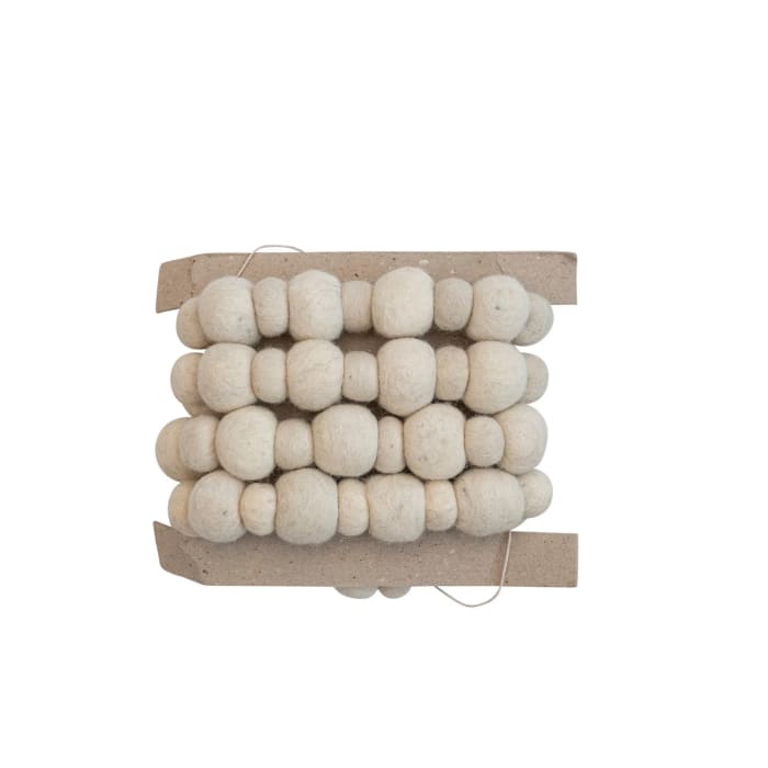 Wool felt ball garland, cream