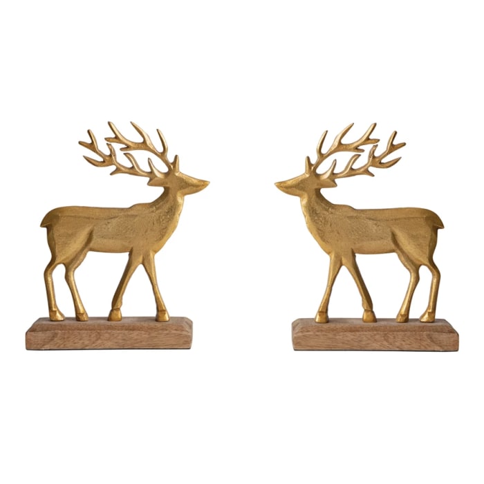 Aluminum Deer on Mango Wood Base