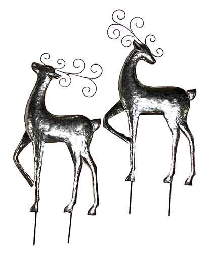 Silver Reindeer Yard Stake