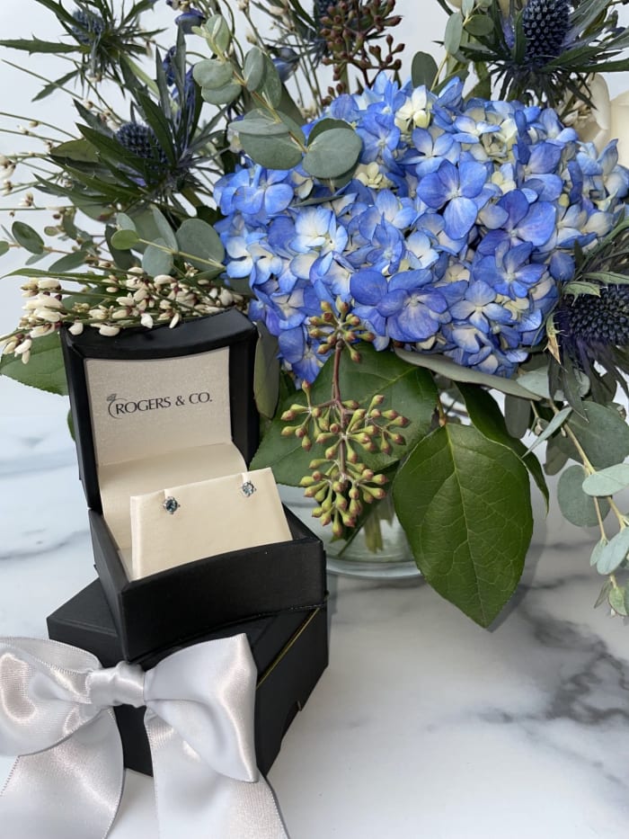 Sapphire Splendor Earrings and Flowers Package