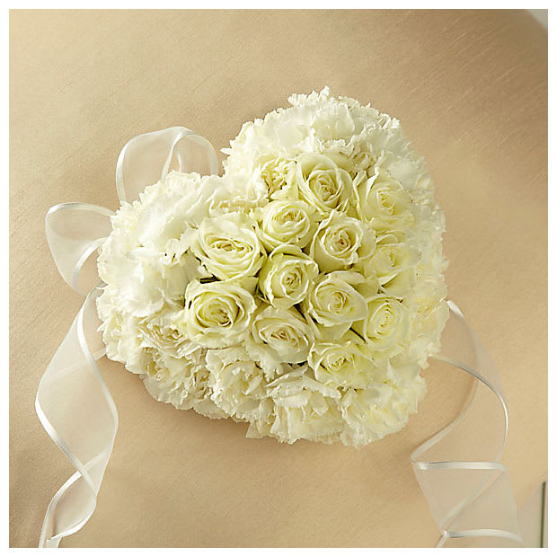 White Rose Heart Pillow