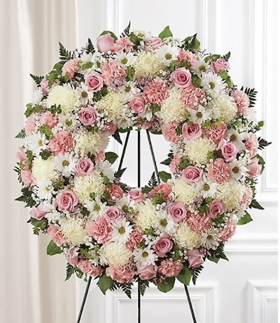 Pink and White Standing Wreath