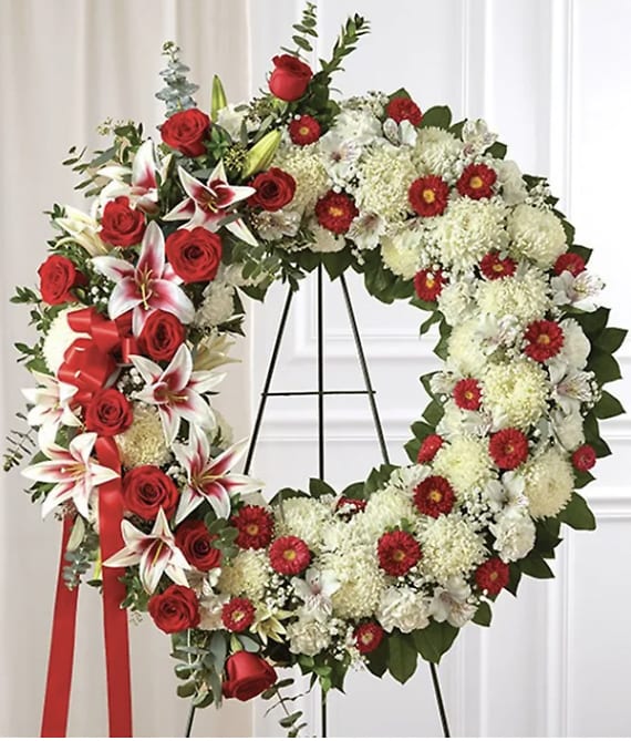 Red and White Standing Wreath