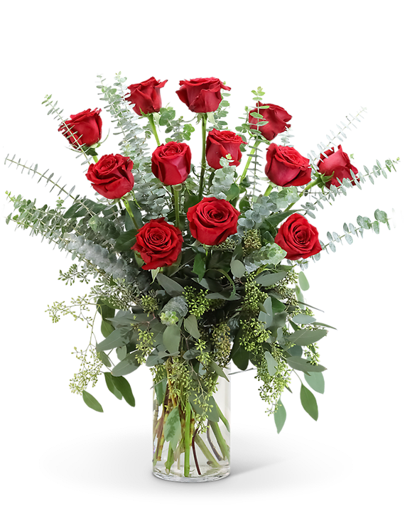 Red Roses with Eucalyptus Foliage (12)