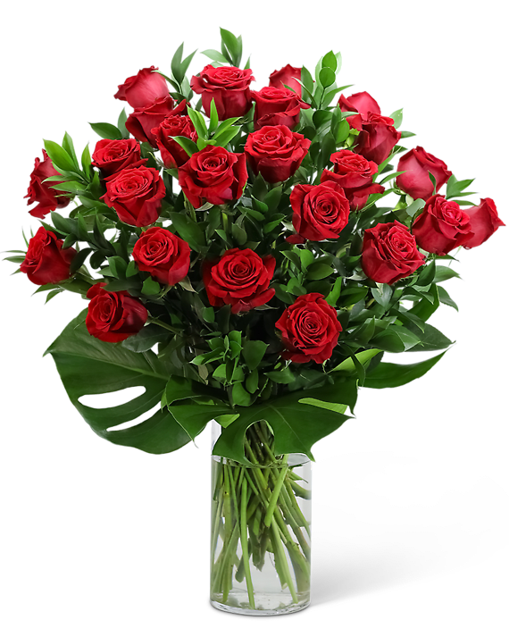 Red Roses with Modern Foliage (24)