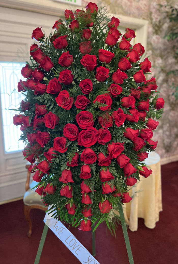 ALL RED ROSES STANDING SPRAY