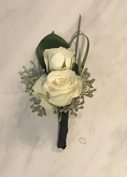 White Rose Boutonniere with magnet