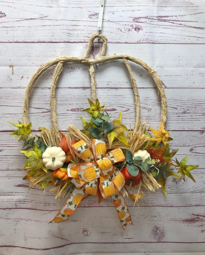 Straw Pumpkin Silk (Artificial) Wreath