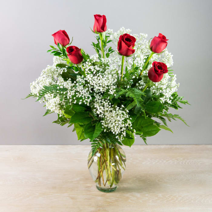 1/2 Dozen Roses Arranged