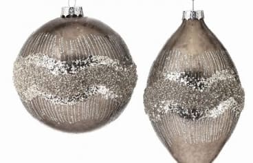 4-6" Glass Frost Glitter Wave Ornament Assorted