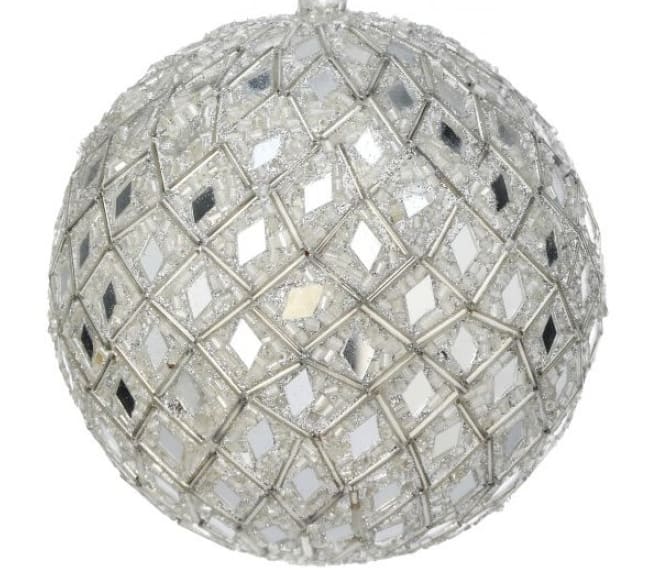 4" Glitter w/ Glass Jewel Ball Ornament