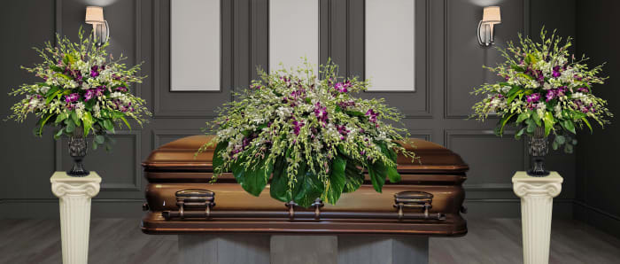 SC-19 Set funeral de orquídeas con cinta impresa