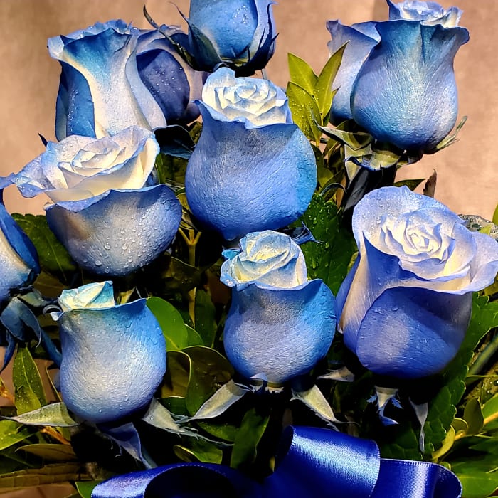 Blue Roses, Dozen in a Vase