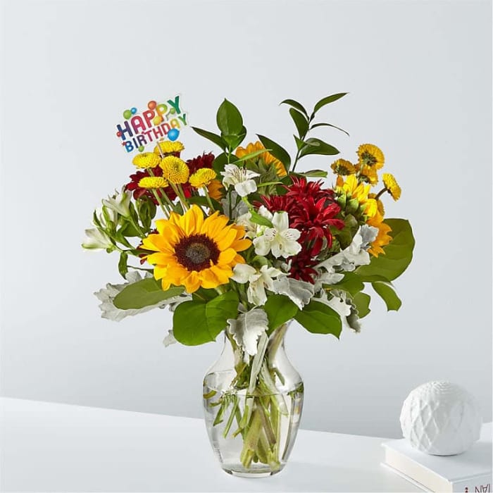 Prairie Sunrise Bouquet &amp; Happy Birthday Topper