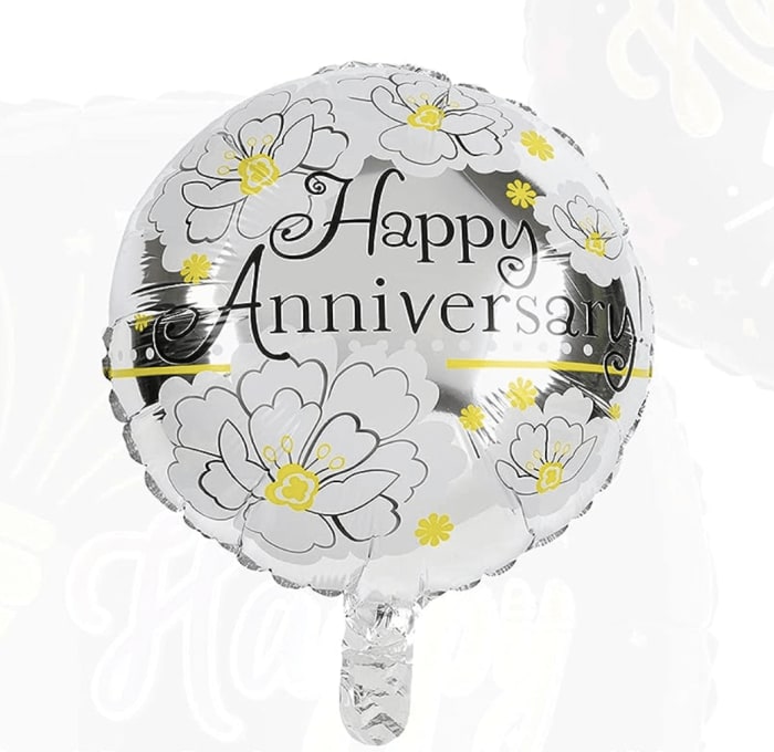 Happy Anniversary Floral Mylar Balloon