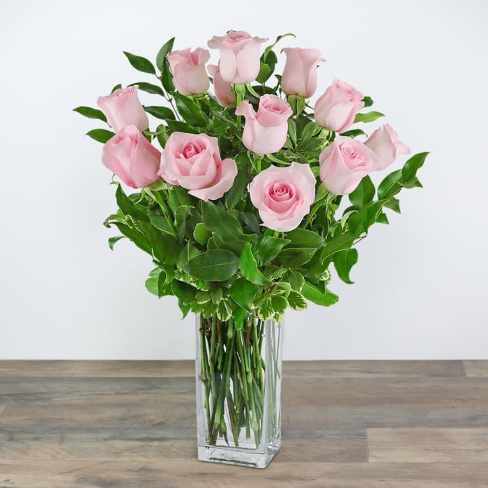 One Dozen Light Pink Roses