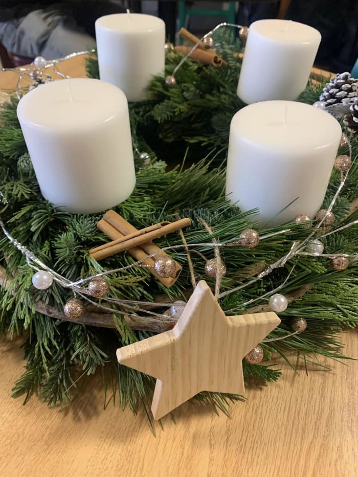 Handmade White Advent Wreath