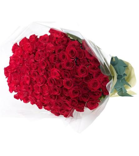 99 Luxury Red Roses Wrapped