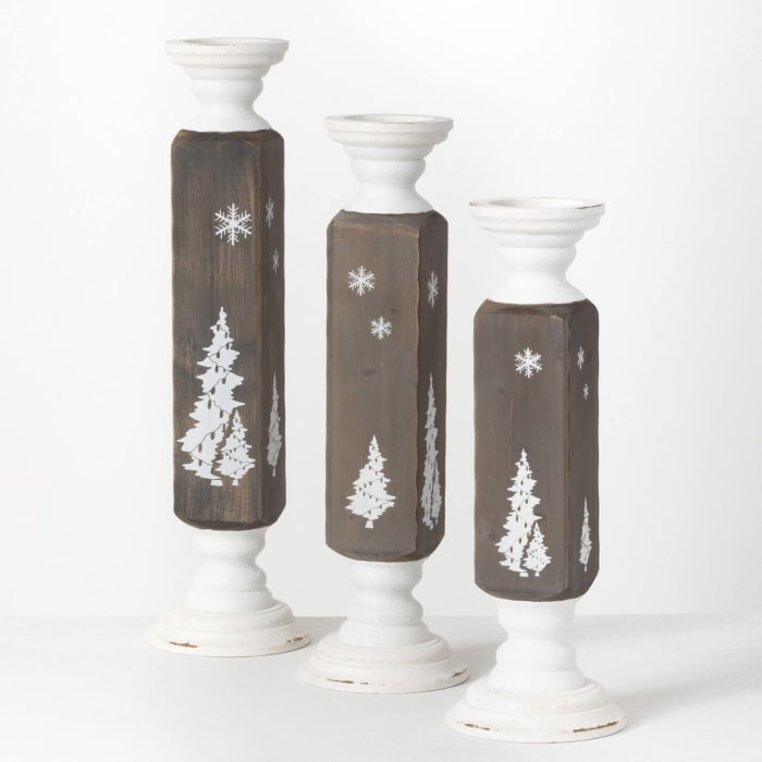 Wooden Winter Candle Pillars