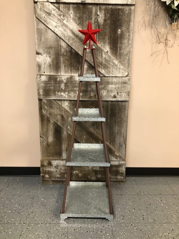 Galvanized Metal Tree Shelf