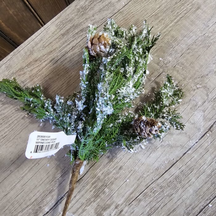 11" Snowy Cedar w/ Pinecone