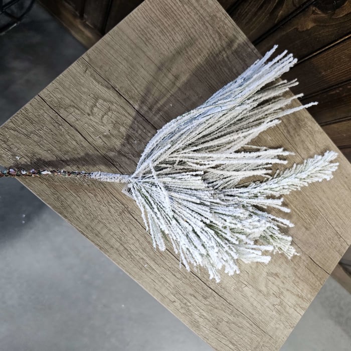 15" Evergreen Flocked White