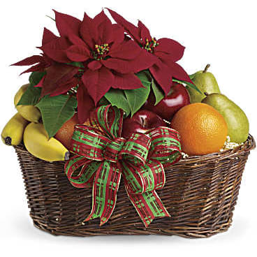 Fruit and Poinsettia Basket