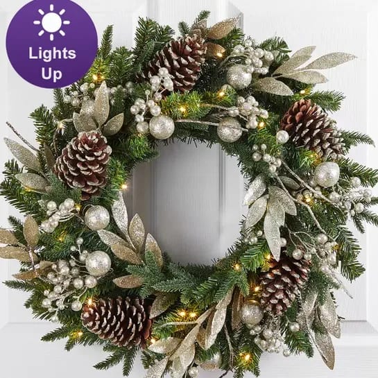 Winter Splendor Metallic Wreath-24"