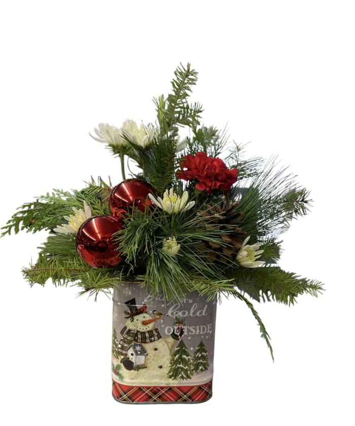Snowman Tin Flower Delivery Ottawa IL Blythe Flowers