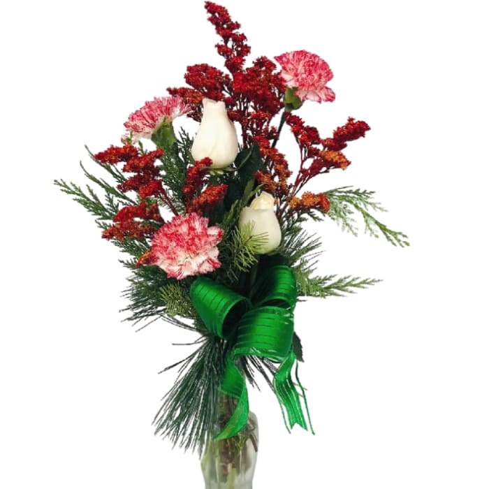 Playful Winter Roses in a Bud Vase H-7084