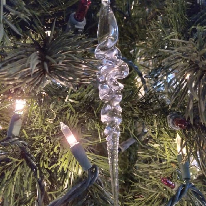 Glass Icicle Ornament- Clear