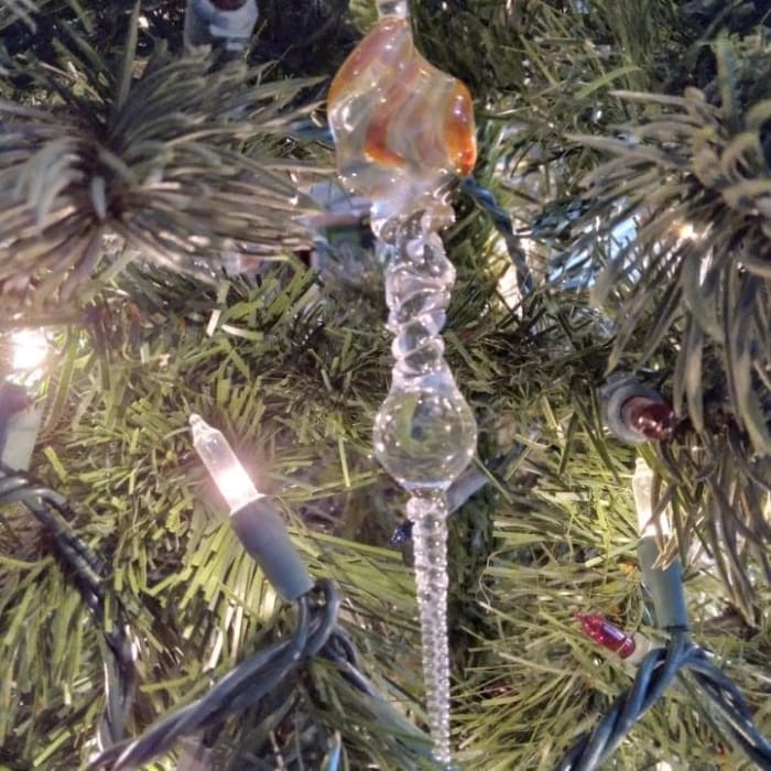 Glass Icicle Ornament- Amber- LAST ONE!