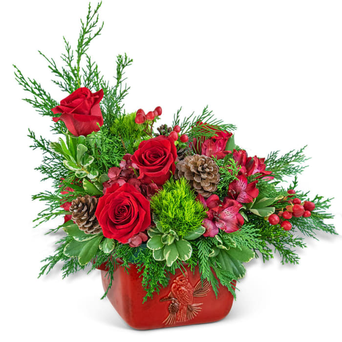 Cranberry Rose Cardinal Stoneware Keepsake