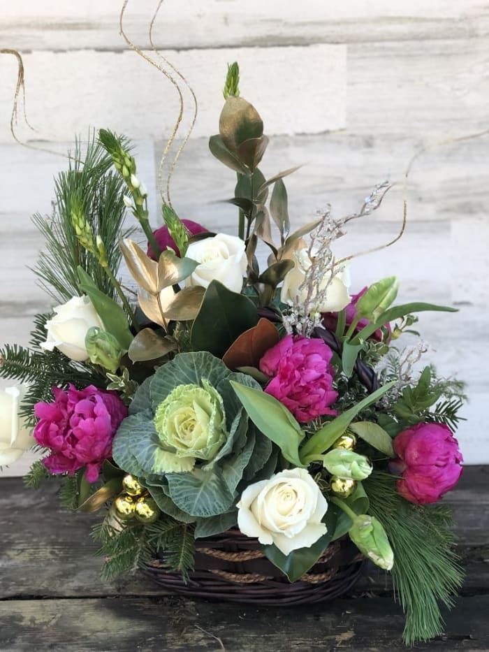 Holiday Peonies Basket