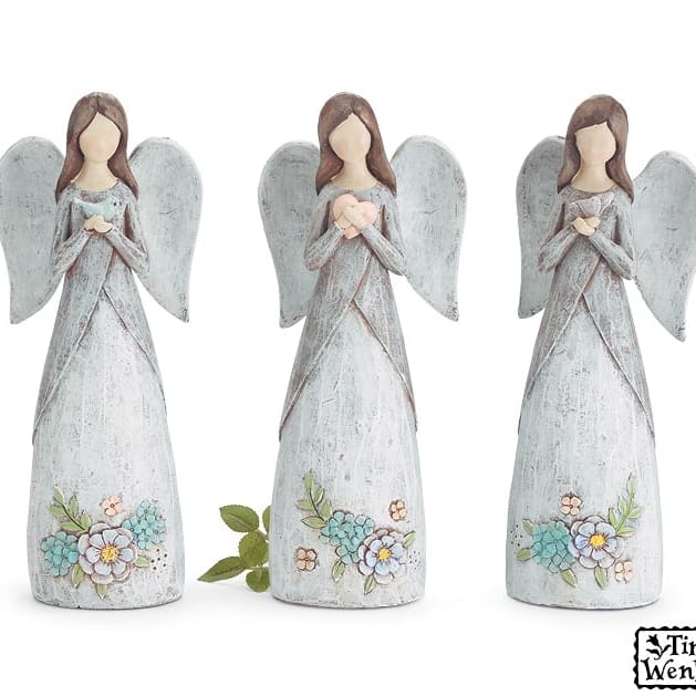 Watercolor Meadow Floral Angel Figurine