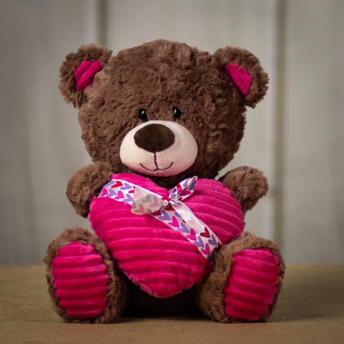 10" Brown Bear Hugging Heart