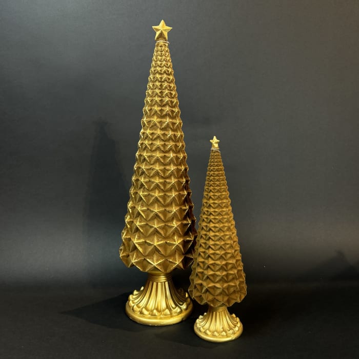 GOLD VELVET STAR EMBOSSED RESIN TREES