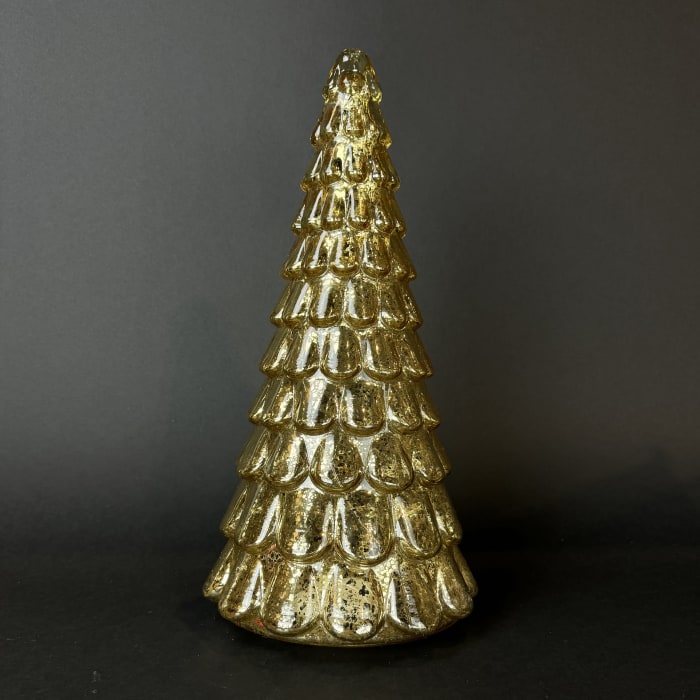 GOLD MERCURY GLASS LIGHTED TREE 15.5" H