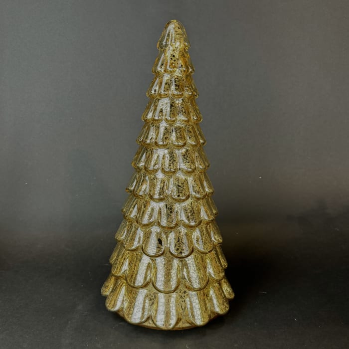 GOLD MERCURY GLASS LIGHTED TREE 12.25"H