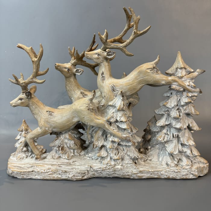 PRANCING REINDEER WINTER SCENE