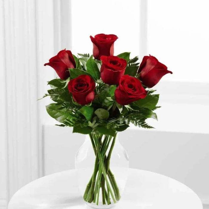 Valentine Half Dozen Roses Deluxe